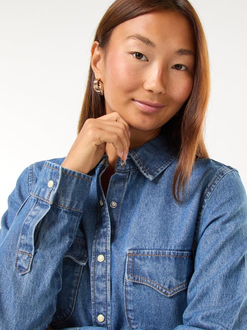 Chemise en jean avec poches à rabat - Kiabi