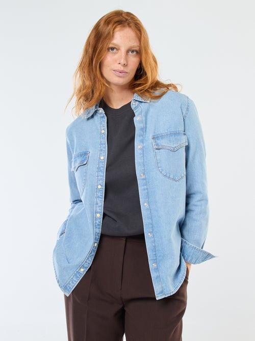Chemise en jean avec poches à rabat - Kiabi