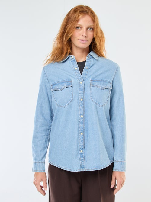 Chemise en jean avec poches à rabat - Kiabi