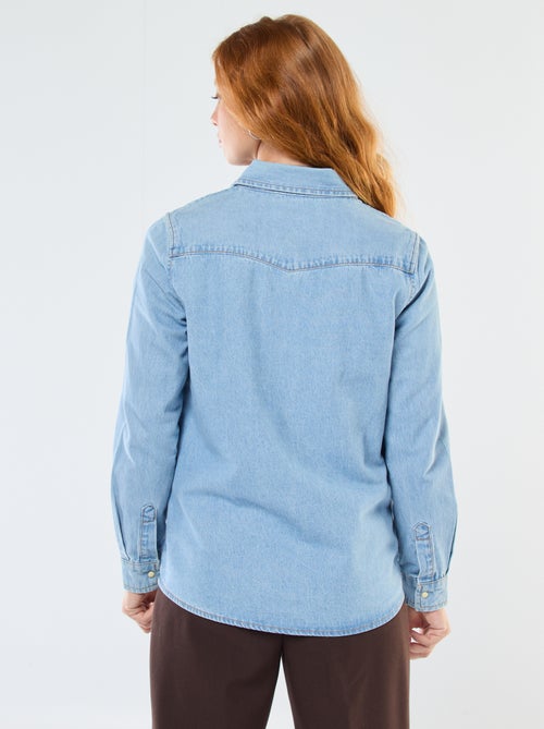 Chemise en jean avec poches à rabat - Kiabi