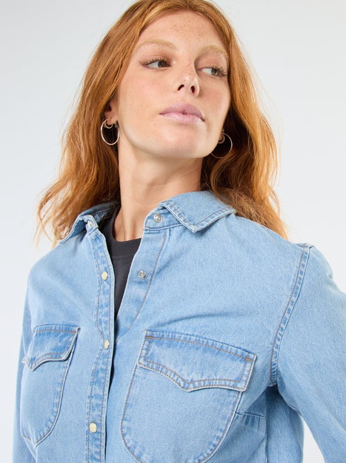 Chemise en jean avec poches à rabat - Kiabi