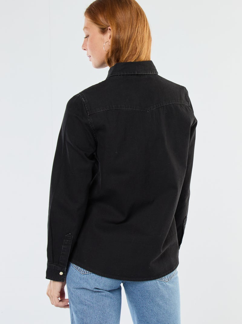 Chemise en jean avec poches à rabat Noir - Kiabi