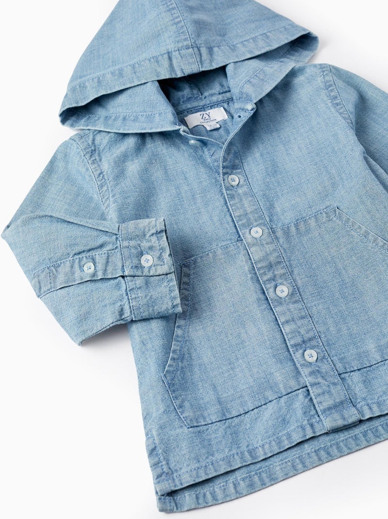 Chemise en jean bleu 100% coton avec capuche pour bébé garçon Bleu - Kiabi