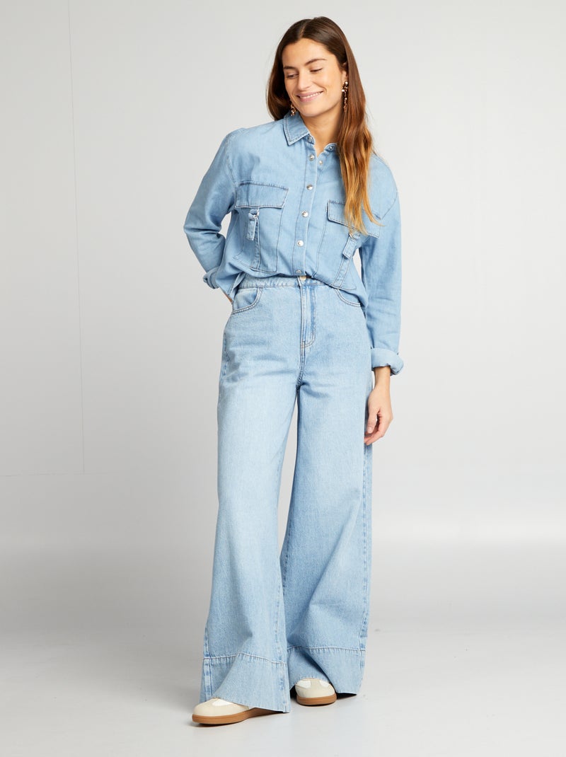 Chemise En Jean Femme Candie's - Perles Pression, Taille M, Style Y2K