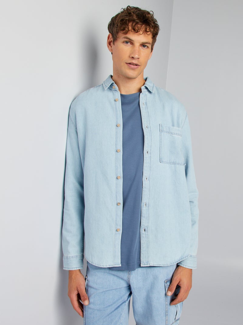 Chemise en jean Bleu - Kiabi