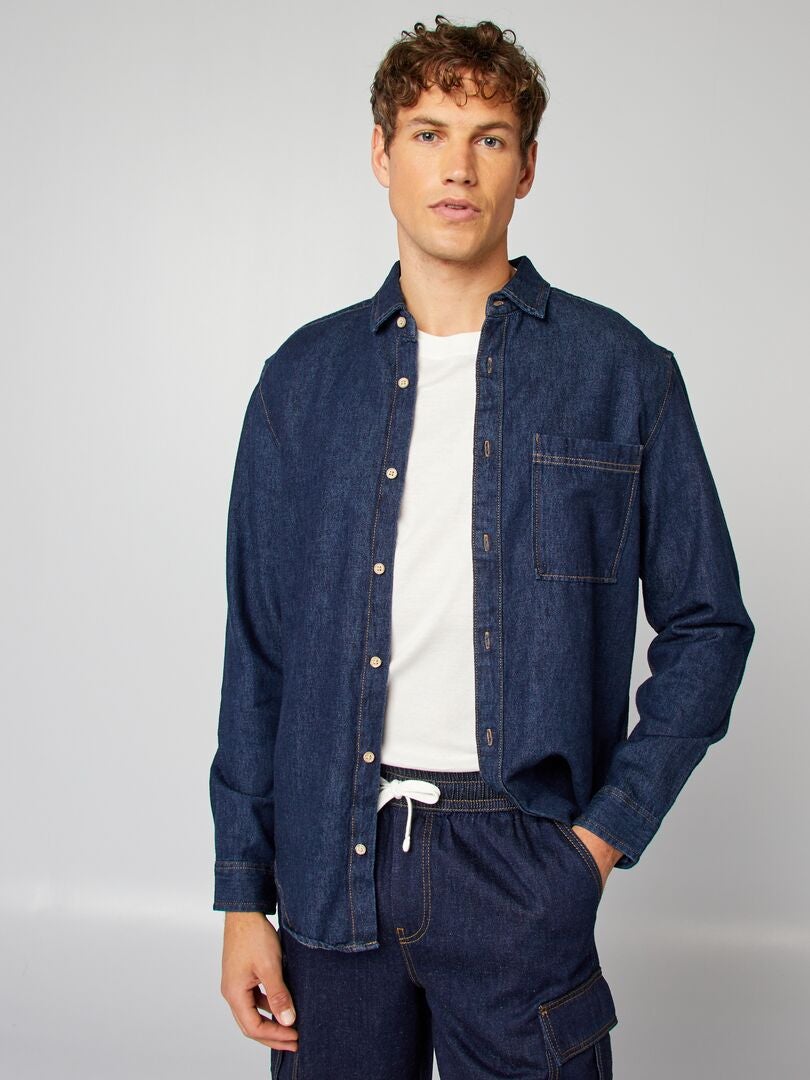 Chemise en jean Bleu - Kiabi