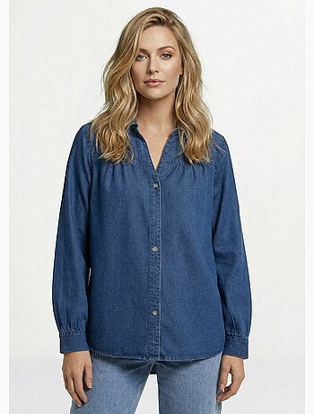 Chemise en jean bohème plissée - AFIBEL