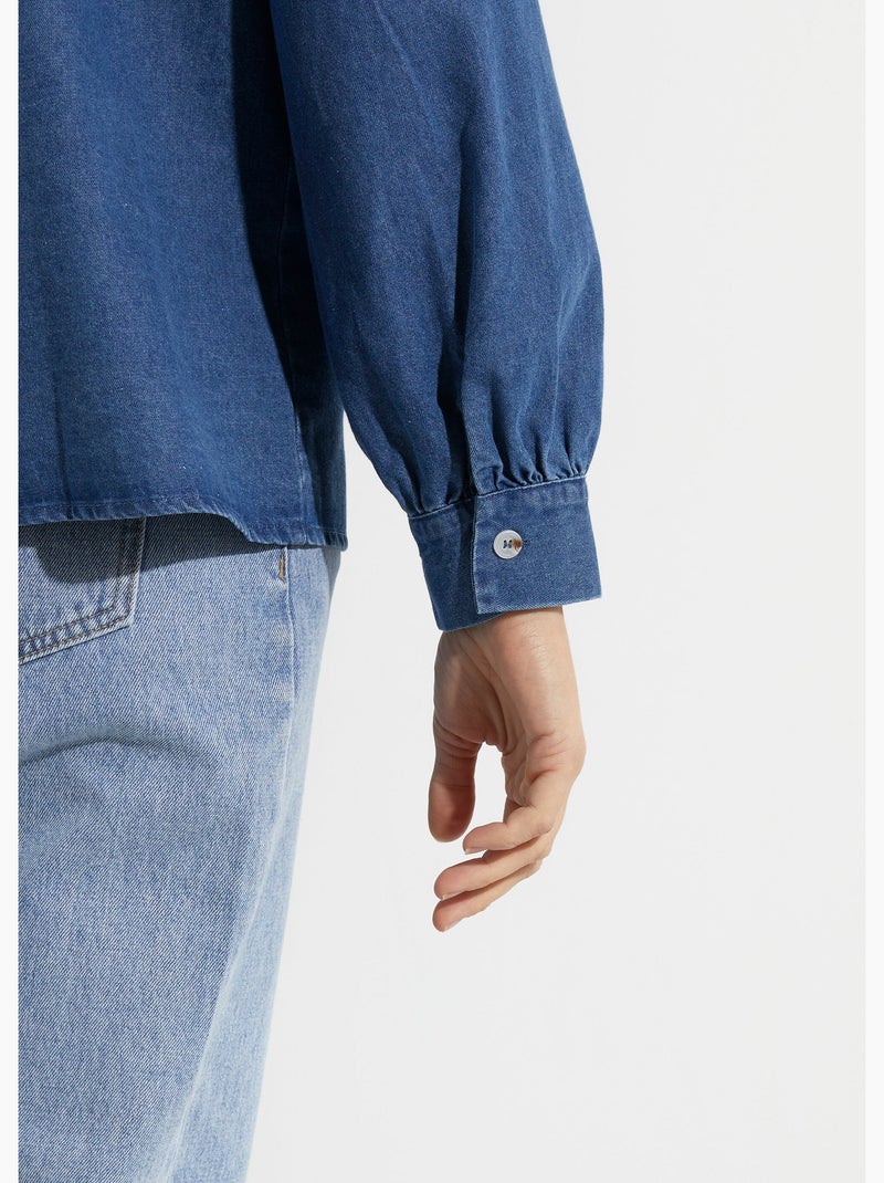 Chemise en jean bohème plissée - AFIBEL Bleu - Kiabi