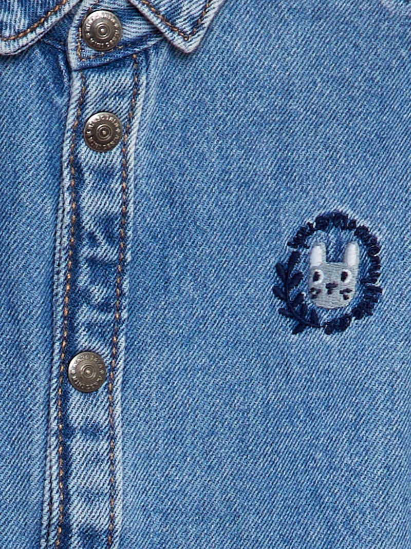 Chemise en jean broderie lapin Bleu - Kiabi