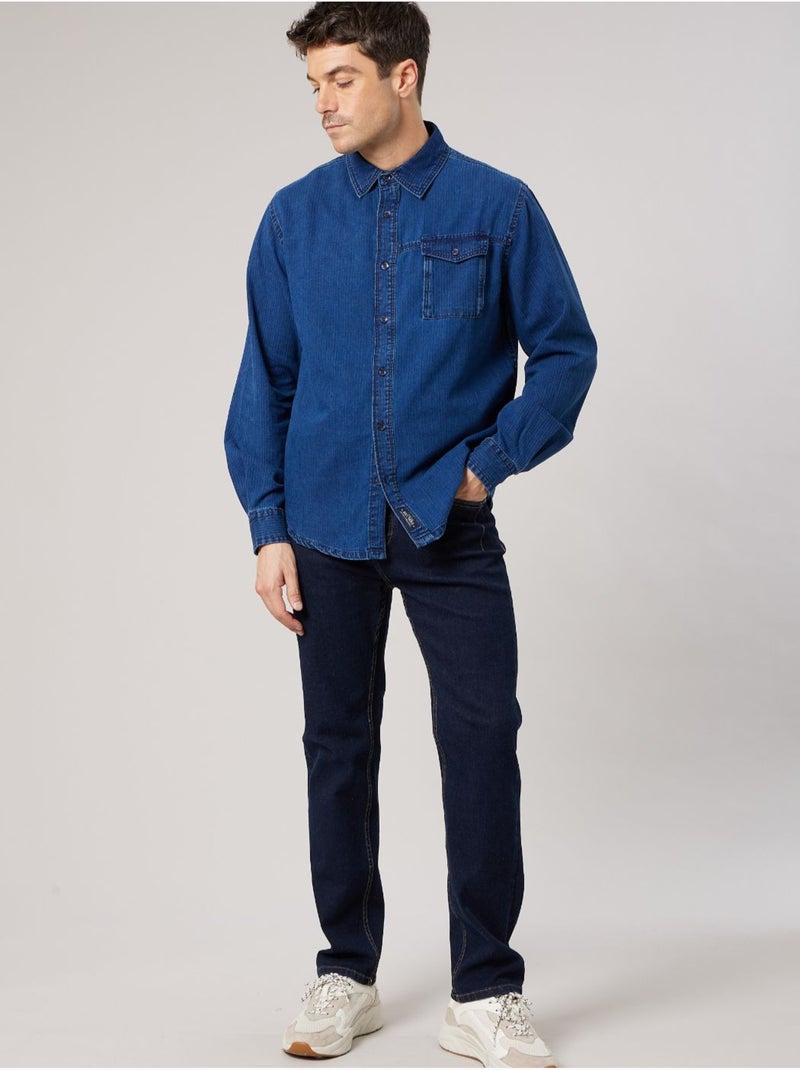 Chemise en jean confort homme 'deeluxe' Bleu foncé - Kiabi