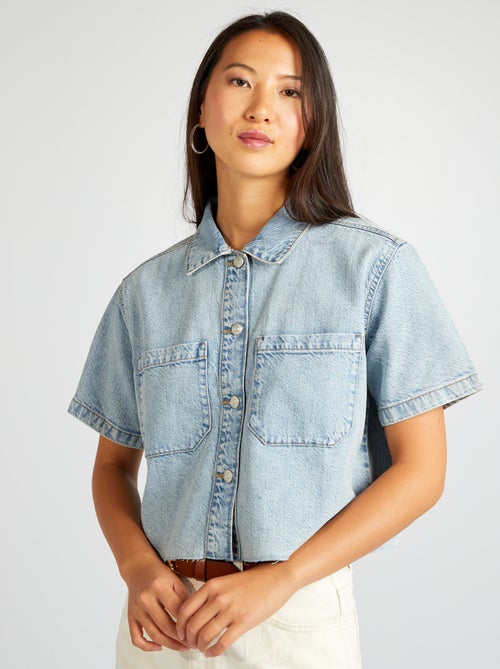 Chemise en jean cropped - Kiabi