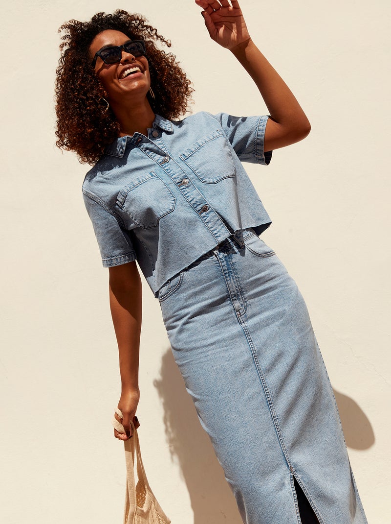Chemise en jean cropped Triple stone - Kiabi