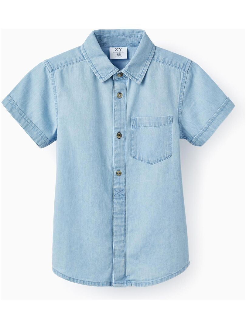 Saint Laurent Chemise Boutonnée à écusson Militaire En Denim Bleu Vintage 740351 Saint Laurent Chemise Boutonnée à écusson Militaire En Denim Bleu Vintage 740351