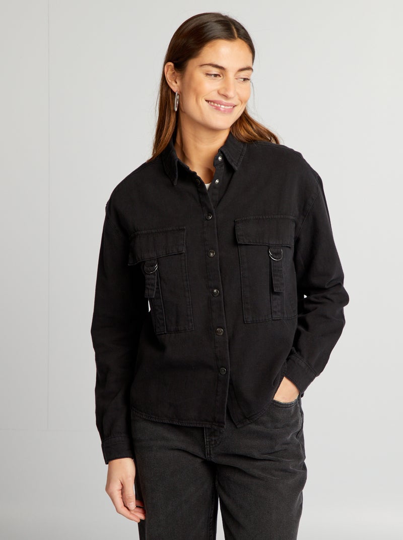 Chemise en jean Noir - Kiabi