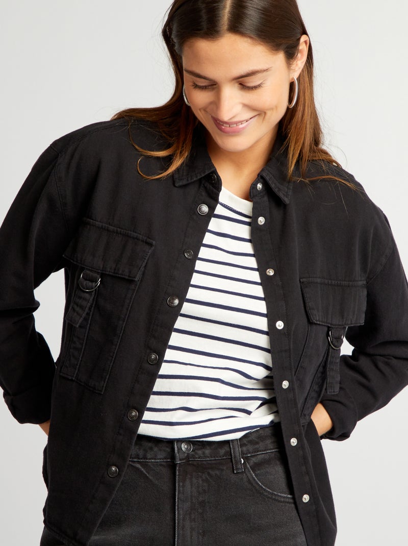 Chemise en jean Noir - Kiabi
