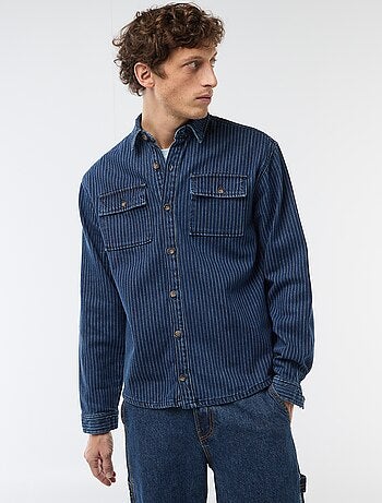 Chemise en jean rayée avec poches plaquées à la poitrine