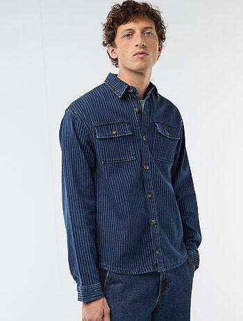 Chemise en jean rayée avec poches plaquées à la poitrine