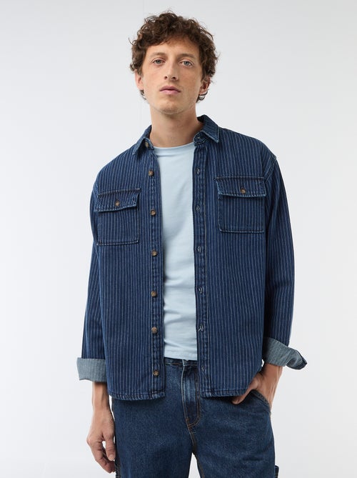 Chemise en jean rayée avec poches plaquées à la poitrine - Kiabi