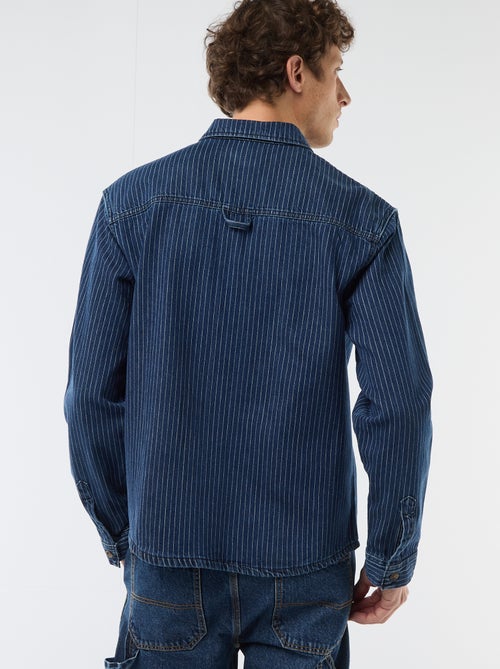 Chemise en jean rayée avec poches plaquées à la poitrine - Kiabi