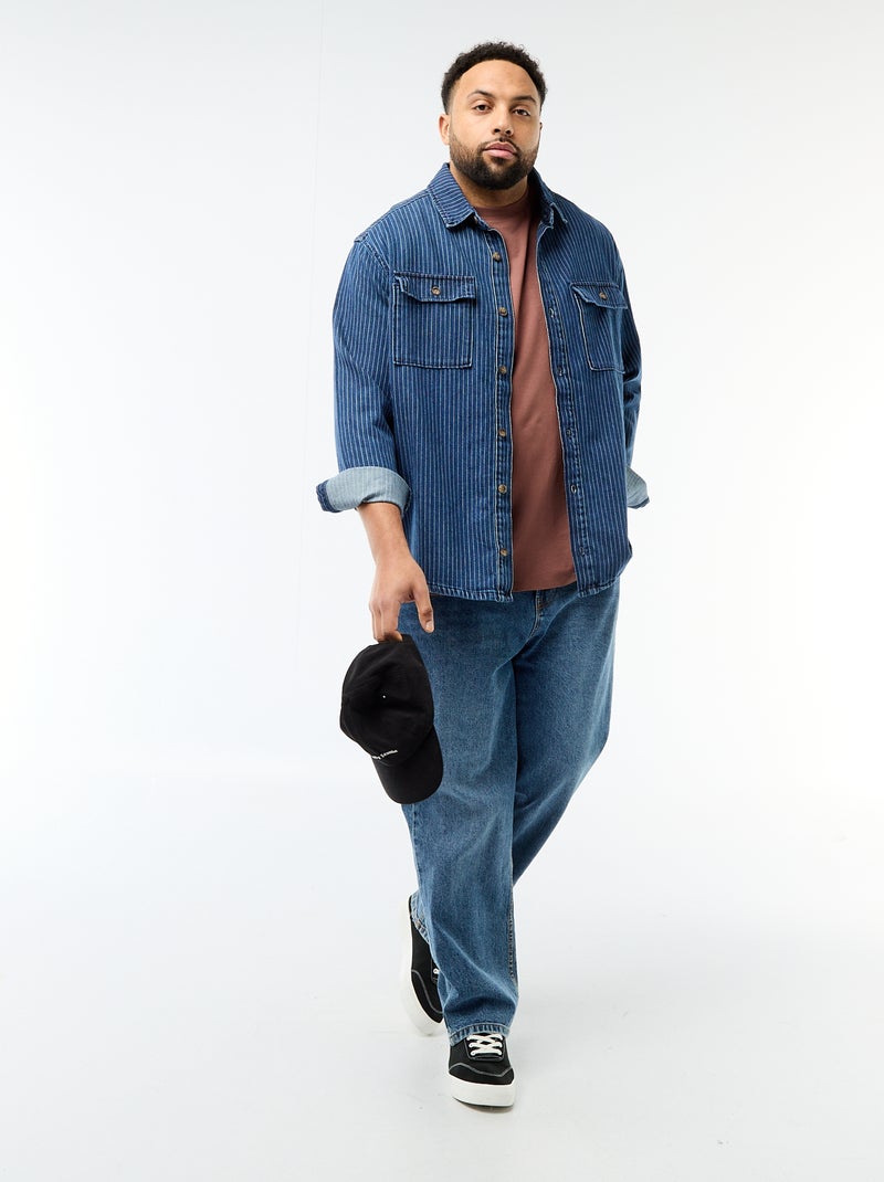Chemise en jean rayée Bleu - Kiabi
