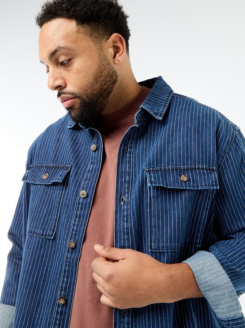 Chemise en jean rayée Bleu - Kiabi