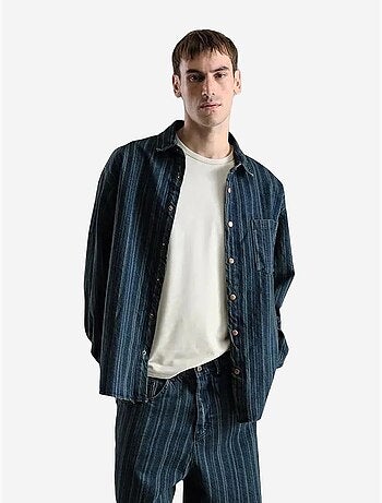 Chemise en jean rayée pour homme avec poches giesto