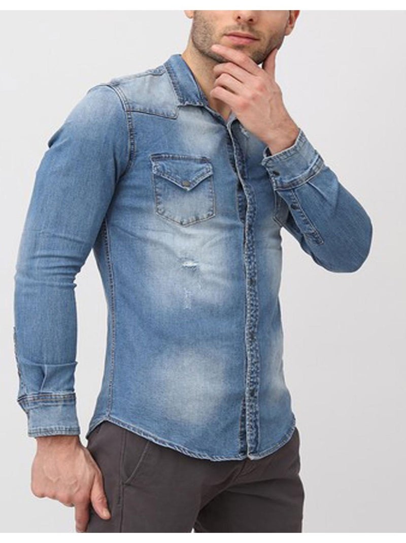 Chemise en jeans Kebello Bleu - Kiabi