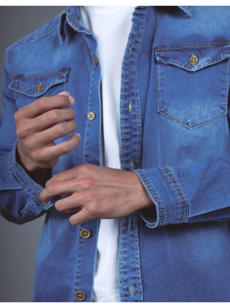 Chemise en jeans Kebello Bleu - Kiabi