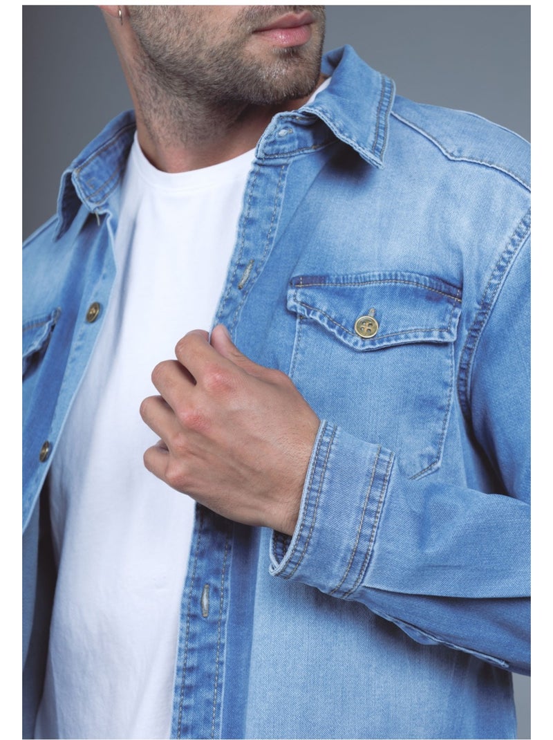 Chemise en jeans Kebello Bleu - Kiabi