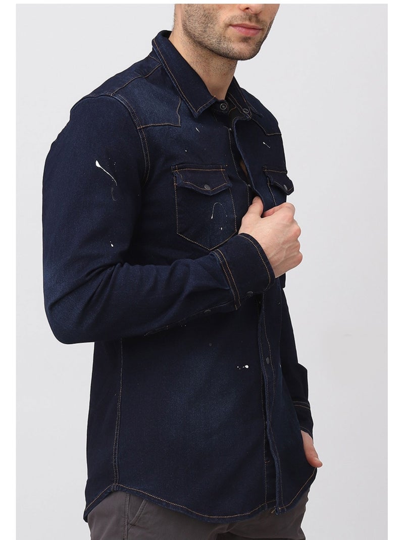 Chemise en jeans Slim Fit Kebello Bleu - Kiabi