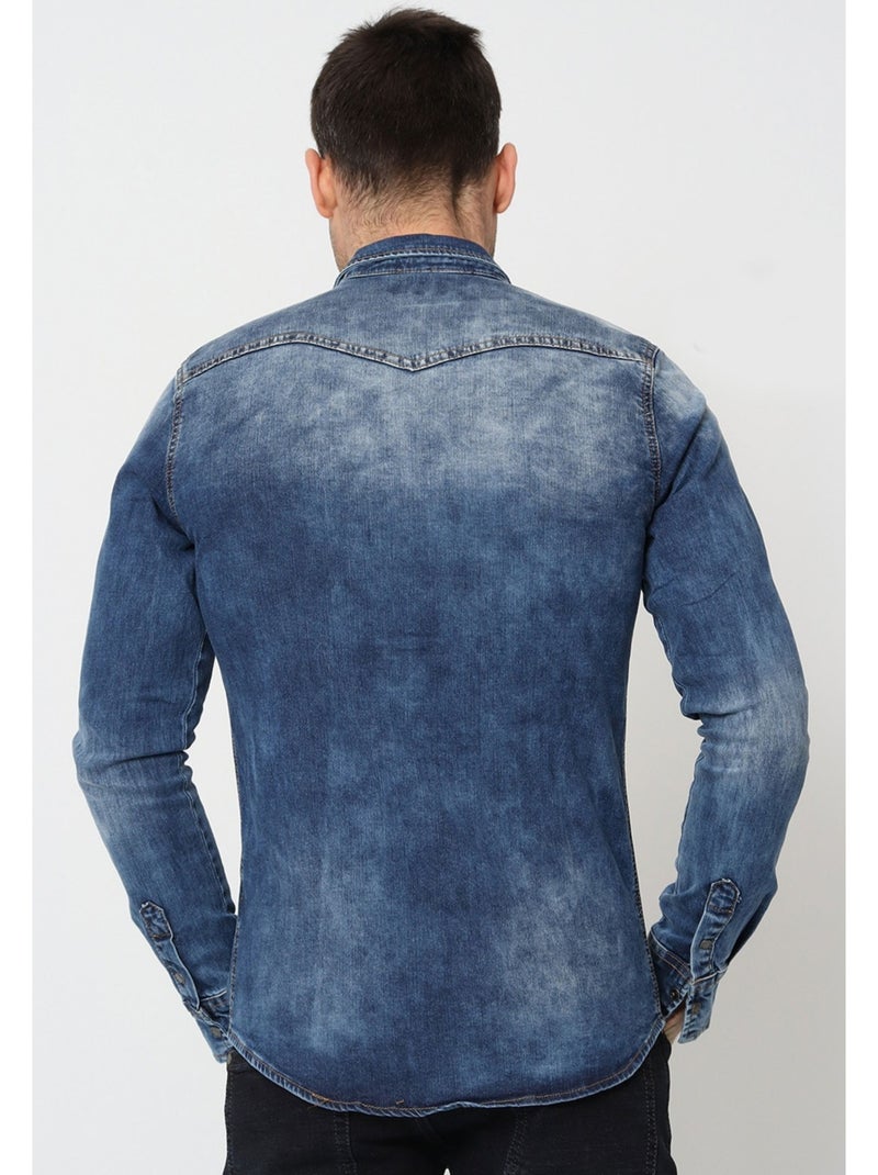 Chemise en jeans Slim Fit Kebello Bleu - Kiabi