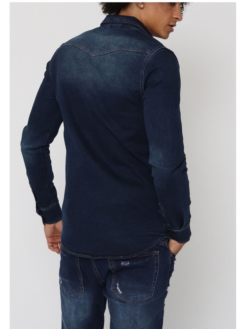 Chemise en jeans Slim Fit Kebello Bleu - Kiabi