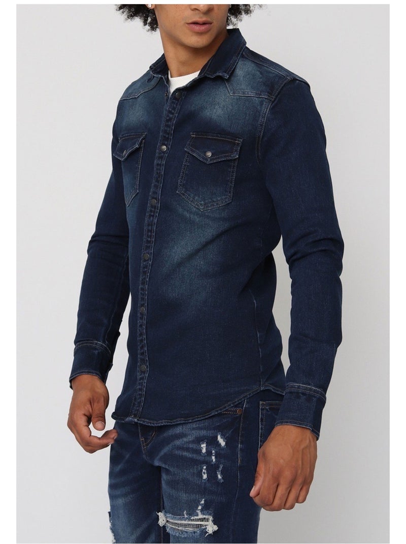 Chemise en jeans Slim Fit Kebello Bleu - Kiabi