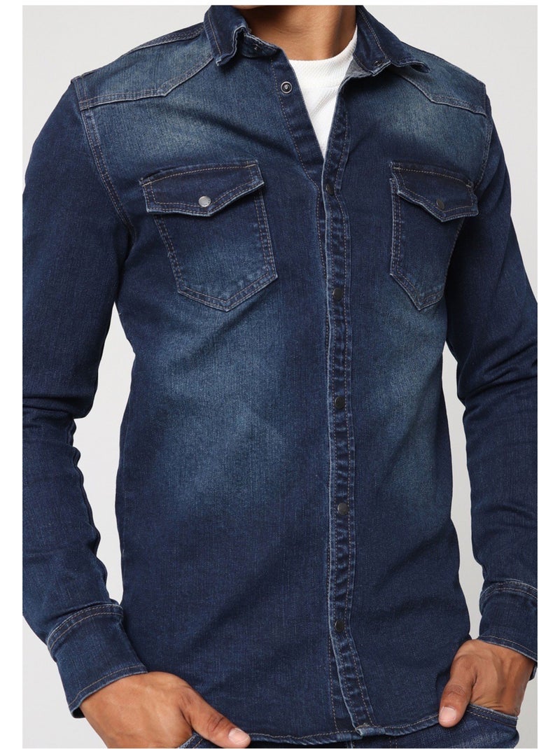 Chemise en jeans Slim Fit Kebello Bleu - Kiabi