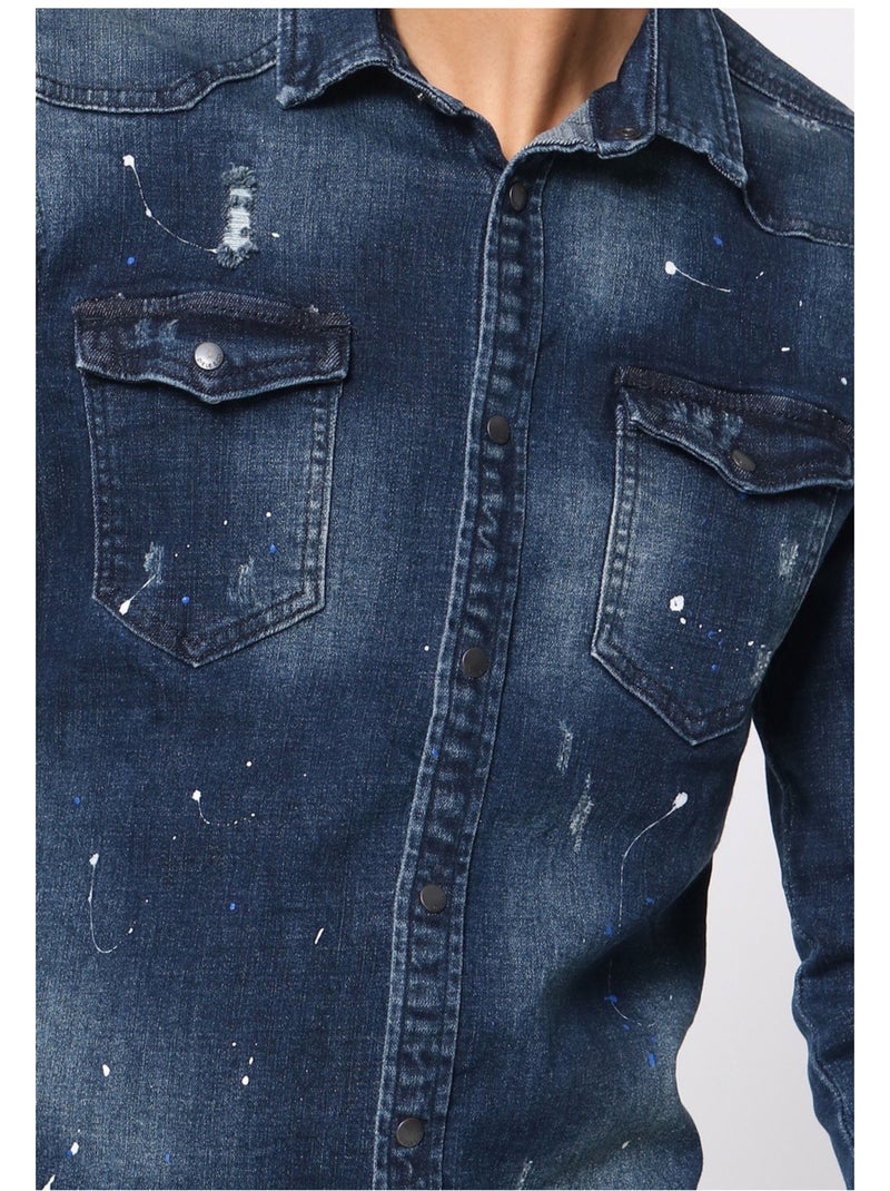 Chemise en jeans Slim Fit Kebello Bleu - Kiabi