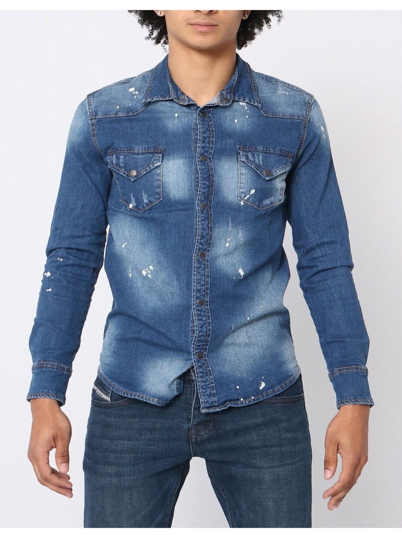 Chemise en jeans Slim Fit Kebello Bleu - Kiabi