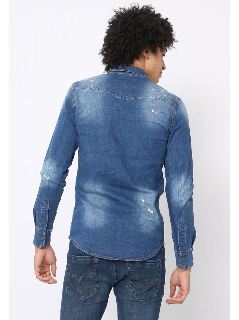 Chemise en jeans Slim Fit Kebello Bleu - Kiabi