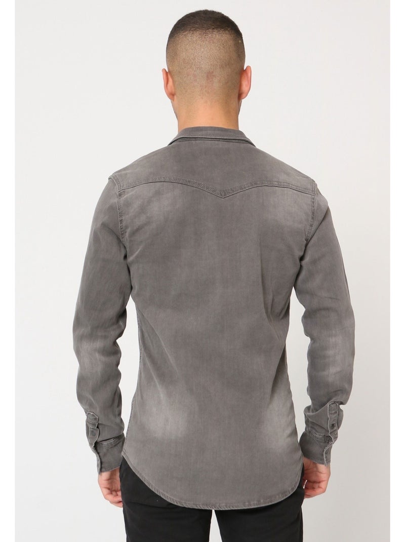 Chemise en jeans Slim Fit Kebello Gris - Kiabi