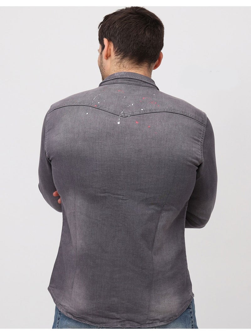 Chemise en jeans Slim Fit Kebello Gris - Kiabi