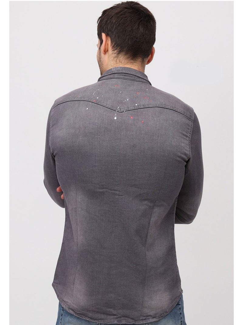 Chemise en jeans Slim Fit Kebello Gris - Kiabi