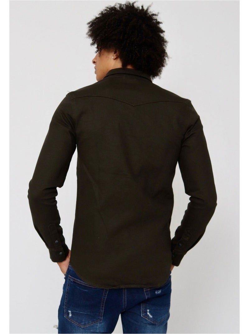 Chemise en jeans Slim Fit Kebello Marron foncé - Kiabi