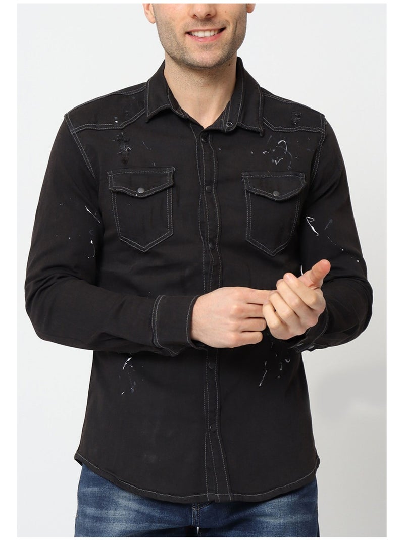 Chemise en jeans Slim Fit Kebello Noir Noir - Kiabi