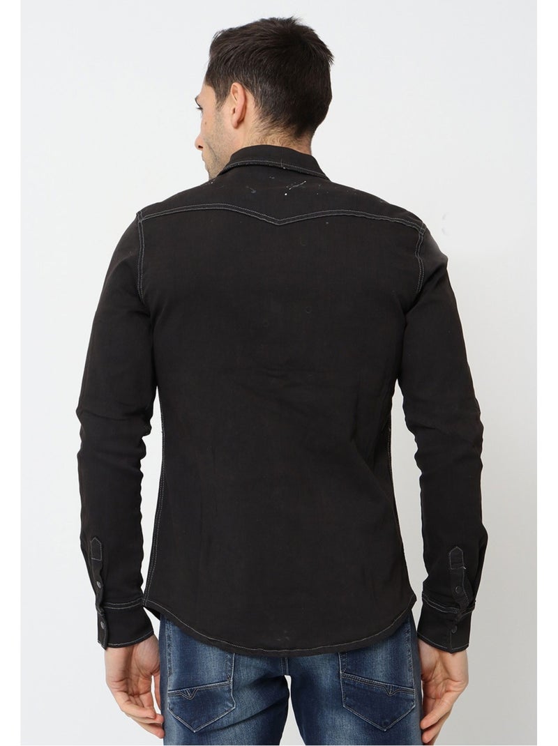 Chemise en jeans Slim Fit Kebello Noir Noir - Kiabi
