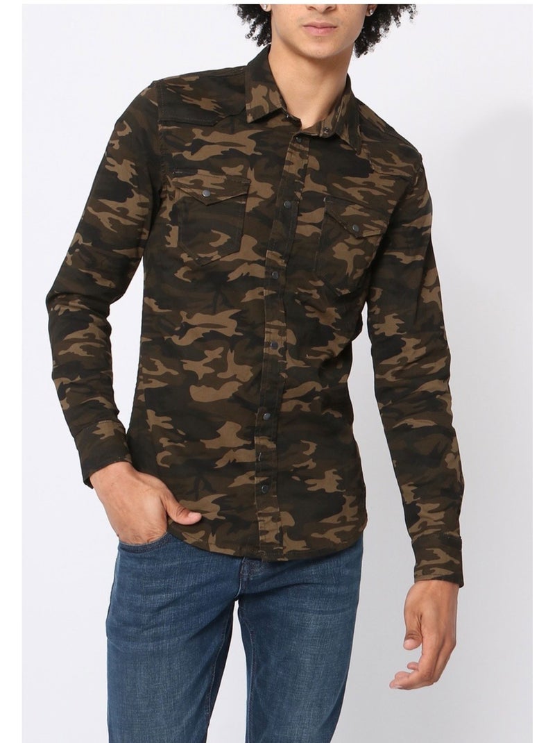 Chemise en jeans Slim Fit Kebello Vert - Kiabi