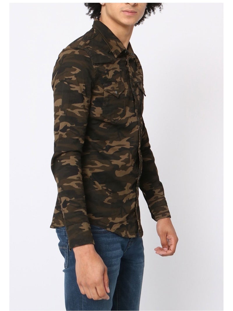 Chemise en jeans Slim Fit Kebello Vert - Kiabi