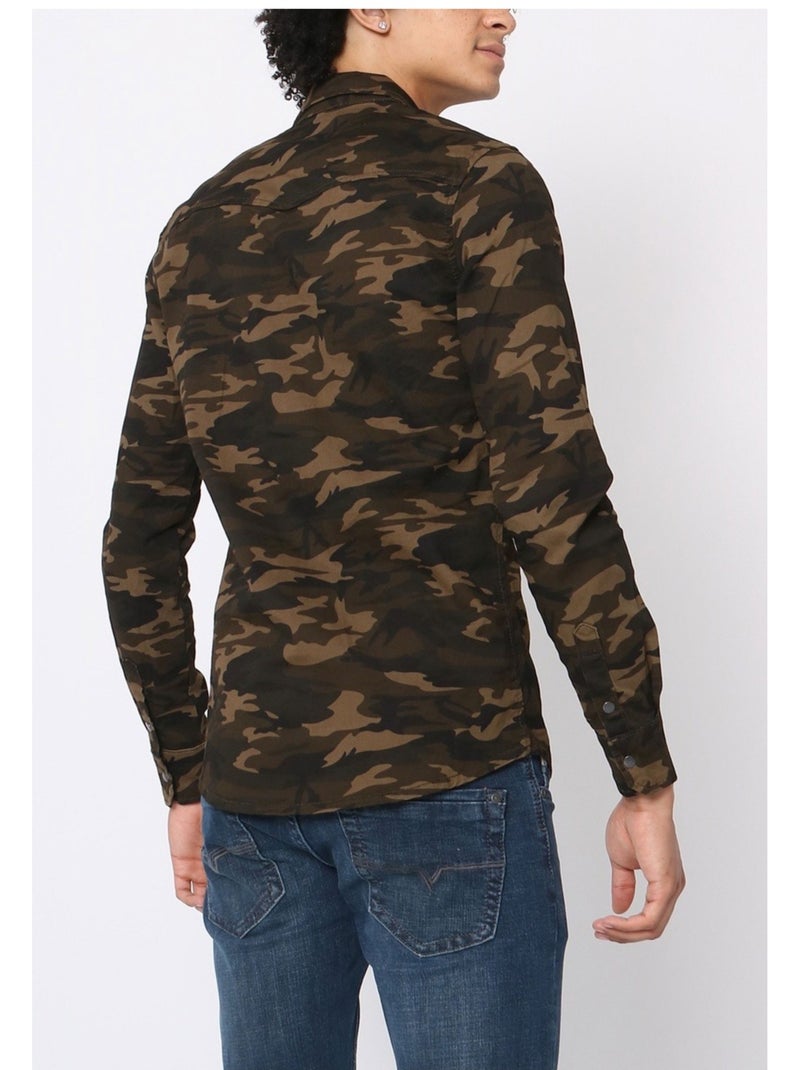 Chemise en jeans Slim Fit Kebello Vert - Kiabi