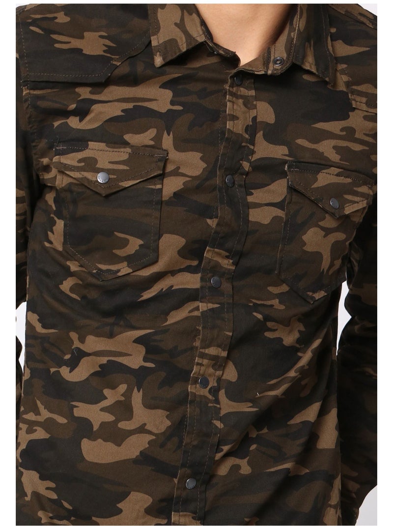 Chemise en jeans Slim Fit Kebello Vert - Kiabi