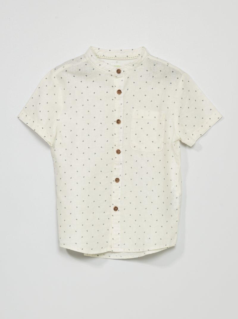 Chemise en lin à col mao Blanc - Kiabi