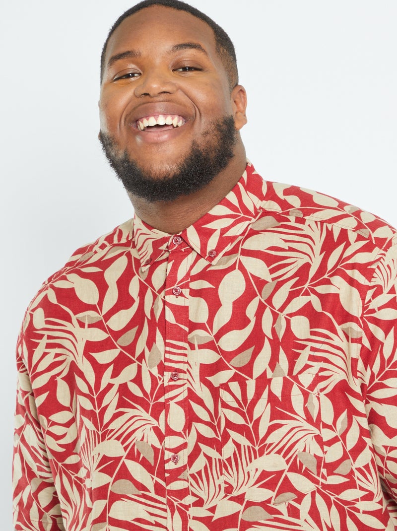 Chemise en lin à fleurs Rouge - Kiabi