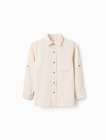 Chemise en lin à manches longues et rayures